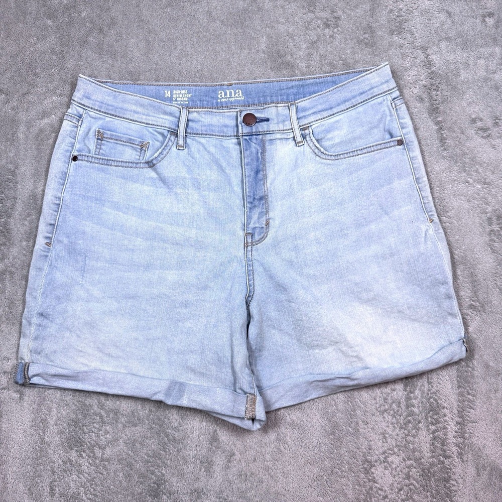 a.n.a Denim Shorts Womens Size 14 Light Wash Mid Rise Cuffed Stretch Casual